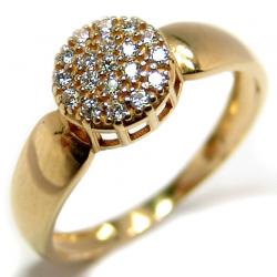 Anel em ouro amarelo 18k com 19 zirconia