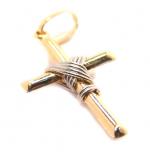 Crucifixo em ouro amarelo e branco 18k