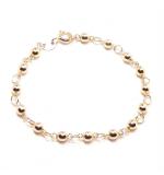 Pulseira feminina infantil em ouro amarelo 18k - Bolinhas - 2PUO0574 Pulseira feminina infantil em ouro amarelo 18k - Bolinhas - 2PUO0574