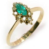 Anel em ouro 18k com diamantes e esmeralda - 1ABE0006 - 2ABE0006 Anel em ouro 18k com diamantes e esmeralda - 1ABE0006 - 2ABE0006