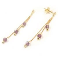 Brinco em ouro amarelo 18k feminino com ametista Brinco em ouro amarelo 18k feminino com ametista