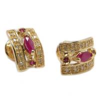 Brinco em ouro 18k feminino com rubis e brilhantes Brinco em ouro 18k feminino com rubis e brilhantes