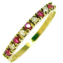 Meia aliança de rubis e brilhantes em ouro 18k (Produto Esgotado) Meia aliança de rubis e brilhantes em ouro 18k (Produto Esgotado)