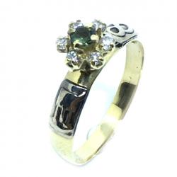 Anel chuveiro de ouro 18k com diamantes e esmeralda - 2ABE0012 Anel chuveiro de ouro 18k com diamantes e esmeralda - 2ABE0012
