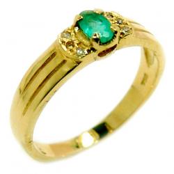 Anel em ouro 18k com diamantes e esmeraldas - 2ABE0063 Anel em ouro 18k com diamantes e esmeraldas - 2ABE0063