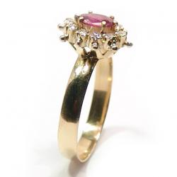Anel chuveiro de ouro 18k com diamantes e rubi - 2ABR0025 Anel chuveiro de ouro 18k com diamantes e rubi - 2ABR0025