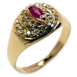 Anel em ouro 18k com diamantes e rubi - 2ABR0062 Anel em ouro 18k com diamantes e rubi - 2ABR0062