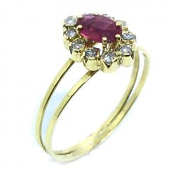 Anel chuveiro de ouro 18k com diamantes e rubi - 2ABR0069 Anel chuveiro de ouro 18k com diamantes e rubi - 2ABR0069