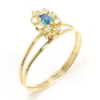 Anel em ouro 18k com diamantes e safira - 2ABS0026 Anel em ouro 18k com diamantes e safira - 2ABS0026