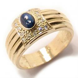 Anel chuveiro de ouro 18k com diamantes e safira - 2ABS0043 Anel chuveiro de ouro 18k com diamantes e safira - 2ABS0043