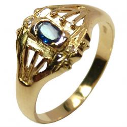Anel em ouro 18k com diamantes e safira - 2ABS0061 Anel em ouro 18k com diamantes e safira - 2ABS0061
