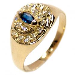 Anel em ouro 18k com diamantes e safira - 2ABS0062 Anel em ouro 18k com diamantes e safira - 2ABS0062