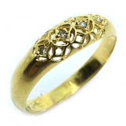 Anel em ouro amarelo 18k filigrana com diamantes - 2ANB0110 Anel em ouro amarelo 18k filigrana com diamantes - 2ANB0110