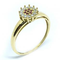 Anel em ouro amarelo 18k com 19 zirconia - 2ANZ0060 Anel em ouro amarelo 18k com 19 zirconia - 2ANZ0060