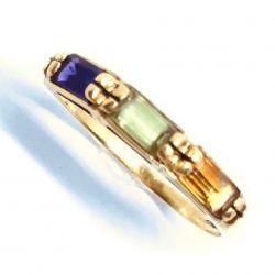 Anel em ouro amarelo 18k com ametista e topazios - 2APD0003 Anel em ouro amarelo 18k com ametista e topazios - 2APD0003