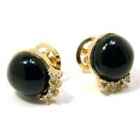 Brinco de ouro 18k com brilhantes e onix feminino (Produto Esgotado) Brinco de ouro 18k com brilhantes e onix feminino (Produto Esgotado)