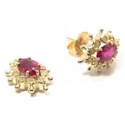 Brinco em ouro 18k feminino com brilhantes e rubis Brinco em ouro 18k feminino com brilhantes e rubis
