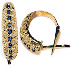 Brinco em ouro 18k feminino com brilhantes e safiras azuis Brinco em ouro 18k feminino com brilhantes e safiras azuis