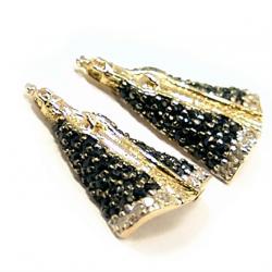 Brinco em ouro 18k feminino com brilhantes e safira - N.Sra Aparecida Brinco em ouro 18k feminino com brilhantes e safira - N.Sra Aparecida