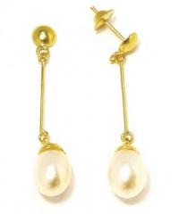 Brinco em ouro 18k com 2 pérolas -2BPR0037 Brinco em ouro 18k com 2 pérolas -2BPR0037