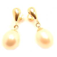 Brinco em ouro amarelo 18k feminino com pérola biwa Brinco em ouro amarelo 18k feminino com pérola biwa