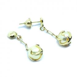 Brinco em ouro 18k feminino com pérolas pingentes - 2BPR0087 Brinco em ouro 18k feminino com pérolas pingentes - 2BPR0087