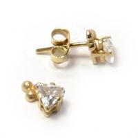 Brinco em ouro amarelo 18k com zirconia feminino Brinco em ouro amarelo 18k com zirconia feminino