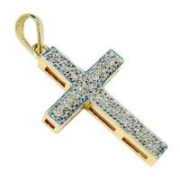 Crucifixo em ouro amarelo e branco 18k com diamantes Crucifixo em ouro amarelo e branco 18k com diamantes