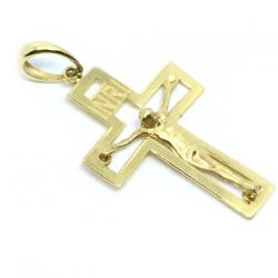 Cruz em ouro amarelo 18k - vazada com imagem Cruz em ouro amarelo 18k - vazada com imagem