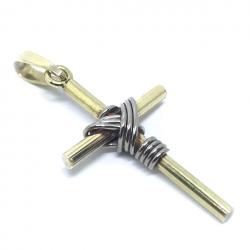 Crucifixo em ouro amarelo e branco 18k - 2CZO0316 Crucifixo em ouro amarelo e branco 18k - 2CZO0316