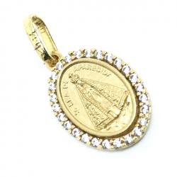 Medalha N.Sra. Aparecida em ouro 18k com zirconia - 2MEZ0040 Medalha N.Sra. Aparecida em ouro 18k com zirconia - 2MEZ0040