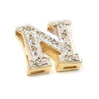 Pingente em ouro amarelo 18k com brilhantes - Letra N Pingente em ouro amarelo 18k com brilhantes - Letra N