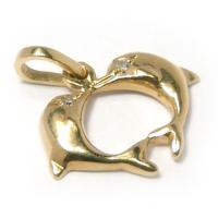 Golfinhos em ouro amarelo 18k com brilhante Golfinhos em ouro amarelo 18k com brilhante