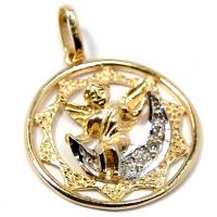 Pingente em ouro amarelo 18k com brilhantes - Anjo na Lua Pingente em ouro amarelo 18k com brilhantes - Anjo na Lua