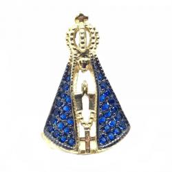 Pingente em ouro 18k com zirconias - N.Sra.Aparecida - 2PIZ0051 Pingente em ouro 18k com zirconias - N.Sra.Aparecida - 2PIZ0051