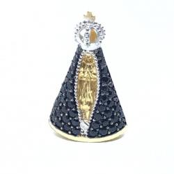Pingente em ouro 18k com zirconias - N.Sra.Aparecida - 2PIZ0053 Pingente em ouro 18k com zirconias - N.Sra.Aparecida - 2PIZ0053