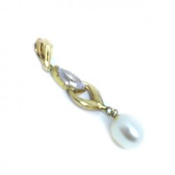 Pingente em ouro 18k com perola biwa e zirconia - 2PPP0003 Pingente em ouro 18k com perola biwa e zirconia - 2PPP0003