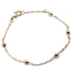 Pulseira feminina de bolinhas infantil em ouro 18k -2PUO0563 Pulseira feminina de bolinhas infantil em ouro 18k -2PUO0563