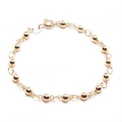 Pulseira feminina infantil em ouro amarelo 18k - Bolinhas - 2PUO0574 Pulseira feminina infantil em ouro amarelo 18k - Bolinhas - 2PUO0574