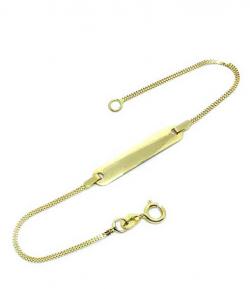 Pulseira feminina de chapa infantil em ouro amarelo 18k Pulseira feminina de chapa infantil em ouro amarelo 18k