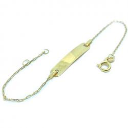 Pulseira feminina de chapa infantil em ouro amarelo 18k - 2PUO0639 Pulseira feminina de chapa infantil em ouro amarelo 18k - 2PUO0639