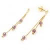 Brinco em ouro amarelo 18k feminino com ametista - 1BRA0004 Brinco em ouro amarelo 18k feminino com ametista - 1BRA0004