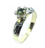 Anel chuveiro de ouro 18k com diamantes e esmeralda - 2ABE0012 Anel chuveiro de ouro 18k com diamantes e esmeralda - 2ABE0012