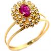 Anel chuveiro de ouro 18k com diamantes e rubi - 2ABR0012 Anel chuveiro de ouro 18k com diamantes e rubi - 2ABR0012