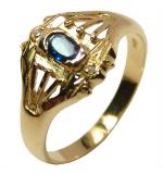Anel em ouro 18k com diamantes e safira - 2ABS0061 Anel em ouro 18k com diamantes e safira - 2ABS0061