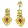 Brinco em ouro 18k feminino com diamantes e rubi - 2bbr0007 Brinco em ouro 18k feminino com diamantes e rubi - 2bbr0007