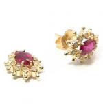 Brinco em ouro 18k feminino com brilhantes e rubis Brinco em ouro 18k feminino com brilhantes e rubis