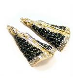 Brinco em ouro 18k feminino com brilhantes e safira - N.Sra Aparecida Brinco em ouro 18k feminino com brilhantes e safira - N.Sra Aparecida