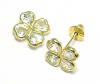 Brinco em ouro amarelo 18k feminino com zirconia-Trevo/Coração - 2BPD0052 Brinco em ouro amarelo 18k feminino com zirconia-Trevo/Coração - 2BPD0052