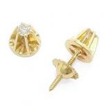 Brinco solitário em ouro amarelo 18k feminino - 2BRB0019 Brinco solitário em ouro amarelo 18k feminino - 2BRB0019
